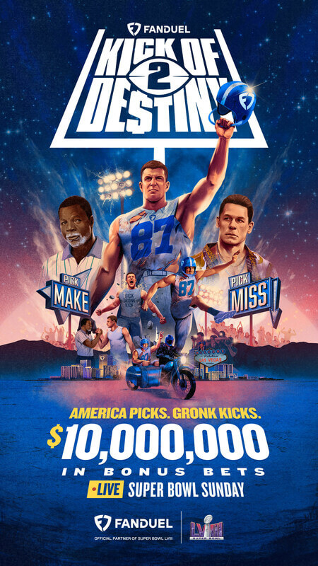 FanDuel Kick of Destiny 2 ad Rob Gronkowski Carl Weathers John Cena